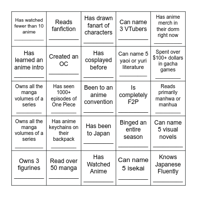 AMPU BINGO! Bingo Card