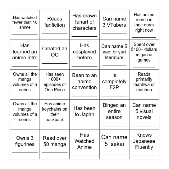 AMPU BINGO! Bingo Card