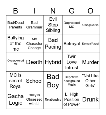 GLMM Bingo Card