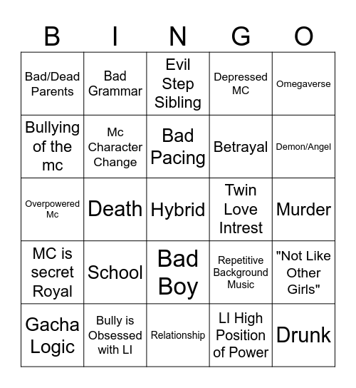 GLMM Bingo Card