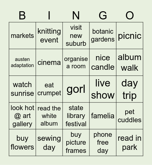 Spring Bingo Card