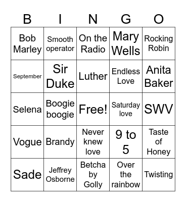 Lisa's music set Bingo Card