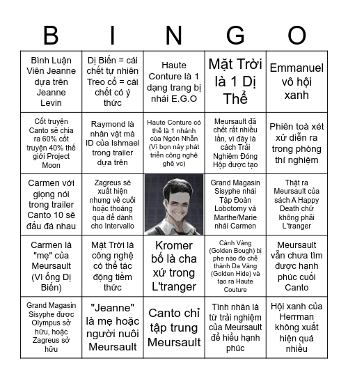 Canto 10 BIngo Card