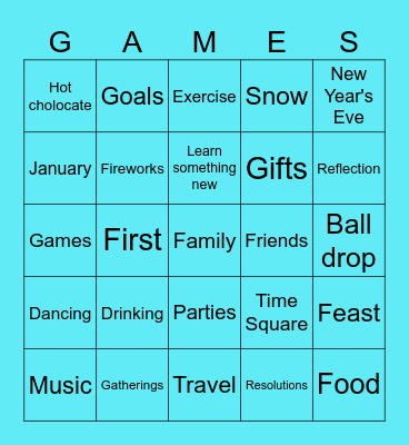 New Year Bingo Card