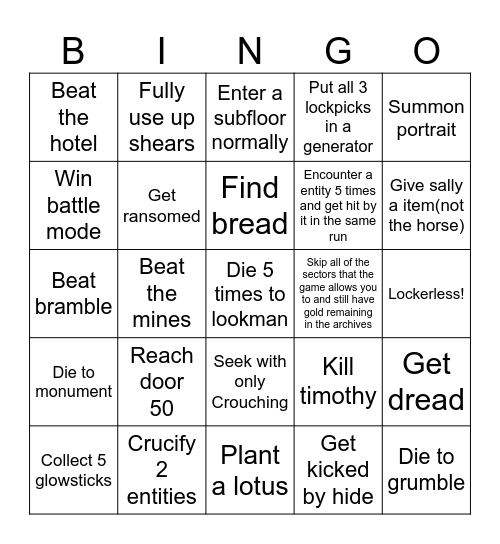 Doors bingo Card