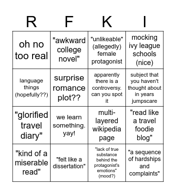 book club bingo Card