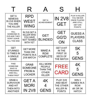 Ultimate DBD Bingo Card