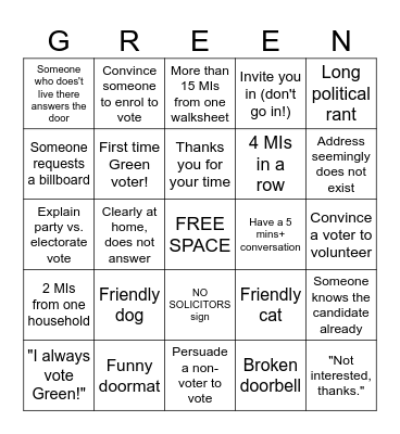 Day of Action Bingo Card