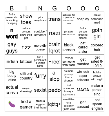 UHMEGLE BINGO Card