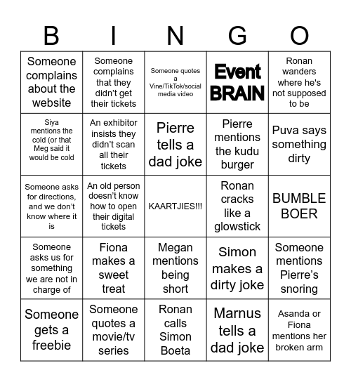 Nampo Kaap Bingo 2026 Bingo Card