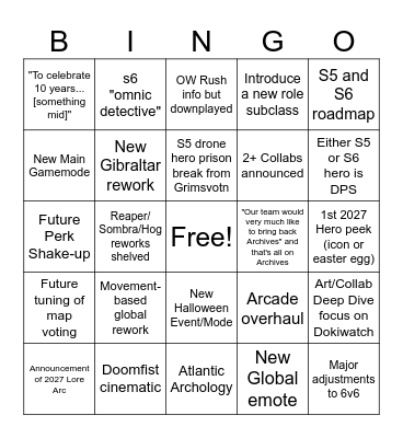 BLIZZCON 2026 Bingo (OW) Bingo Card