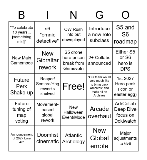BLIZZCON 2026 Bingo (OW) Bingo Card