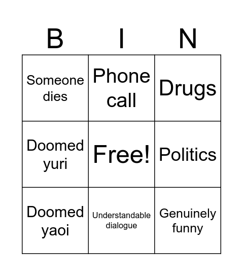 Opera bingo card Bingo Card