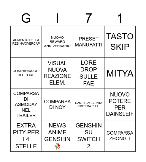 BINGO LIVE 7.1 Bingo Card