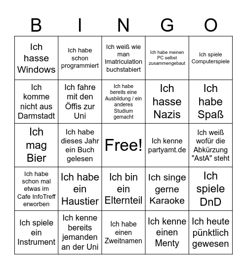 ESE Bingo Card