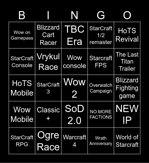 BLIZZCON MEGA ULTRA BINGO Card