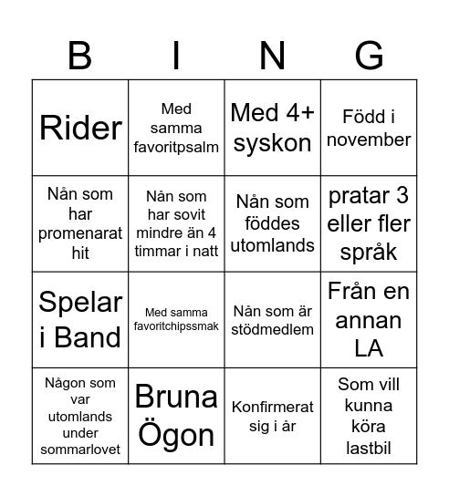 Bing Bingo Card