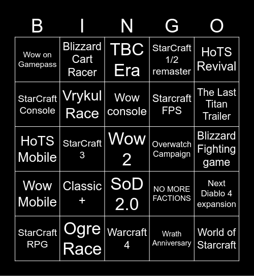 BLIZZCON MEGA ULTRA BINGO Card