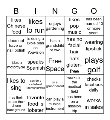 Life Group Leader Bingo Card