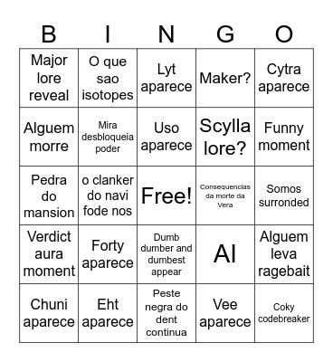 RPG Bingo Card