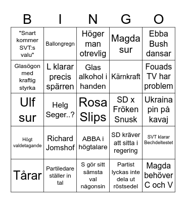 Valvaka 2026 Bingo Card