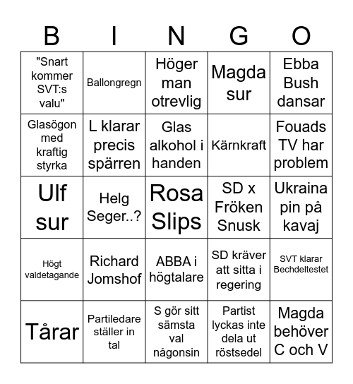 Valvaka 2026 Bingo Card