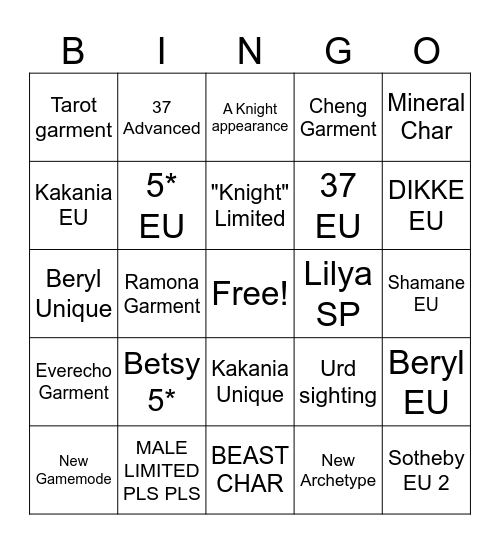 R99 Carnival Stream Bingo Card
