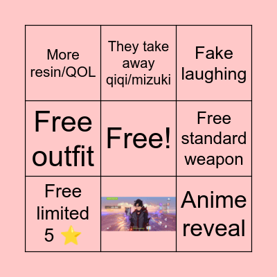 Namirah Genshin Livestream Bingo Card