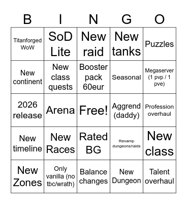 Classic+ Bingo Card