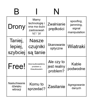 Baltic Dual Use Hackathon Bingo Card