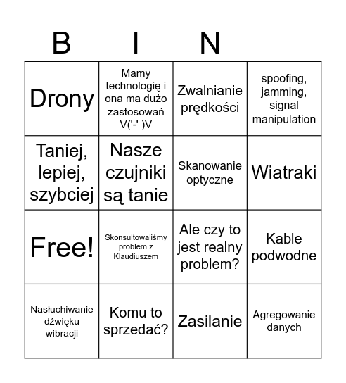 Baltic Dual Use Hackathon Bingo Card