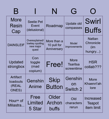 VERSION 7.1 SPECIAL PROGRAM Bingo Card