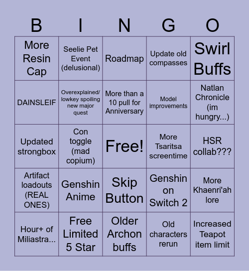 VERSION 7.1 SPECIAL PROGRAM Bingo Card