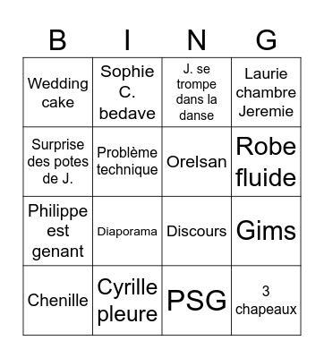 Jérémie & Marine Bingo Card