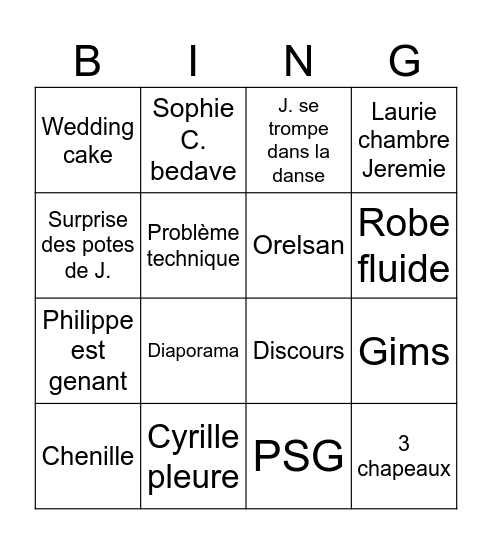 Jérémie & Marine Bingo Card