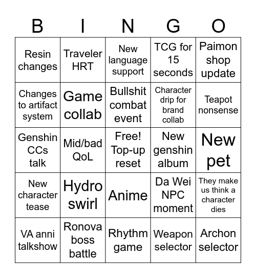 Untitled Bingo Card