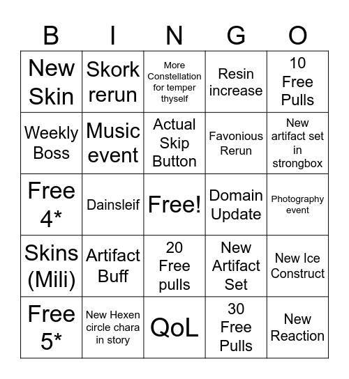 7.1 Bingo Card