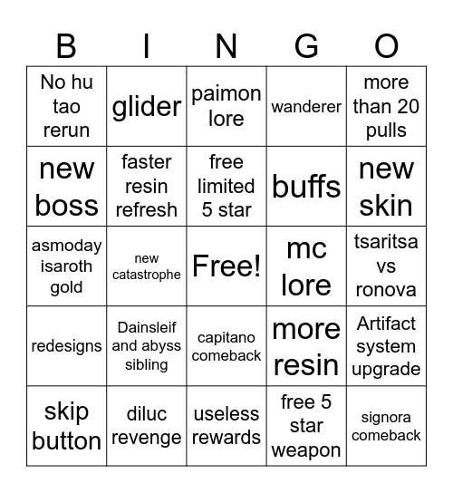 ... Bingo Card