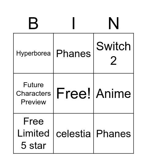 Untitled Bingo Card