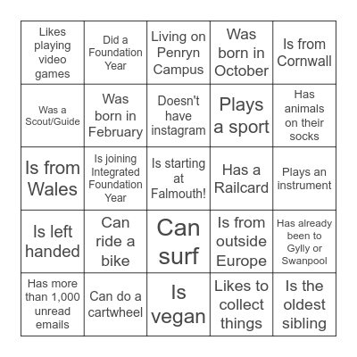 Can you find someone who... Bingo Card