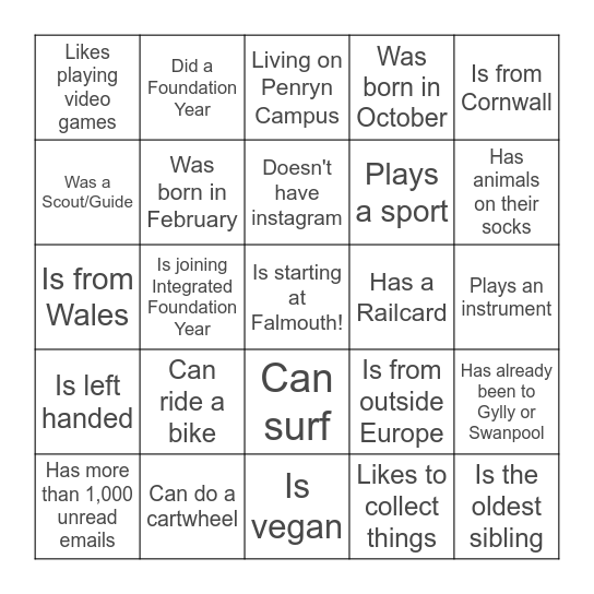 Can you find someone who... Bingo Card