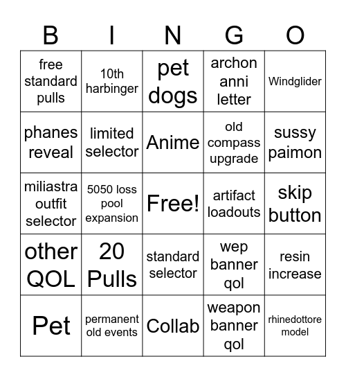Untitled Bingo Card