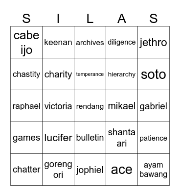 BINGO SILAS Bingo Card
