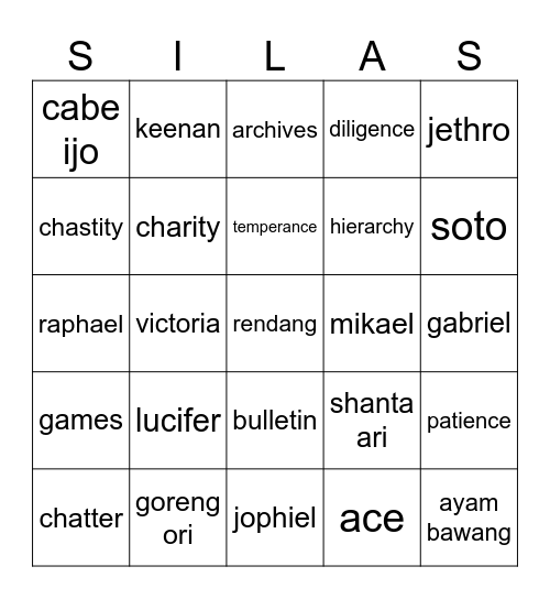 BINGO SILAS Bingo Card