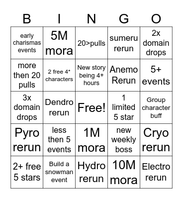 Untitled Bingo Card