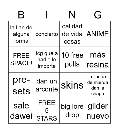 Genshin 7.1 Bingo Card