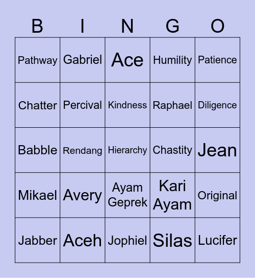 Anaïs Bingo Card