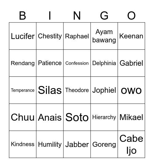 Untitled Bingo Card
