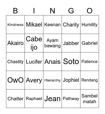 PUNYA CASPIAN Bingo Card