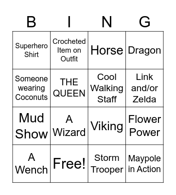 RennFaire Bingo Card